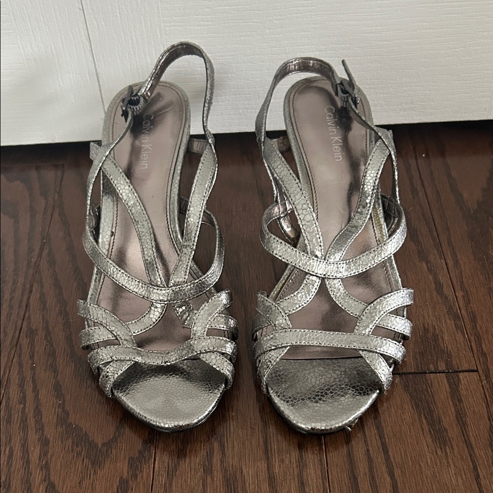 Calvin Klein Metallic Strappy Heels